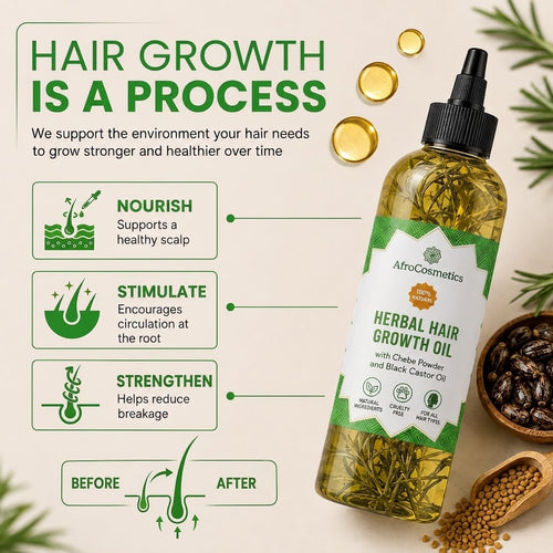 Herbal Hair Growth Oil with Chebe & Black Castor Oil